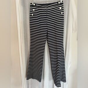 NWOT The Limited Navy/White Striped High Waist Flare Nautical Button Pants Sz 6
